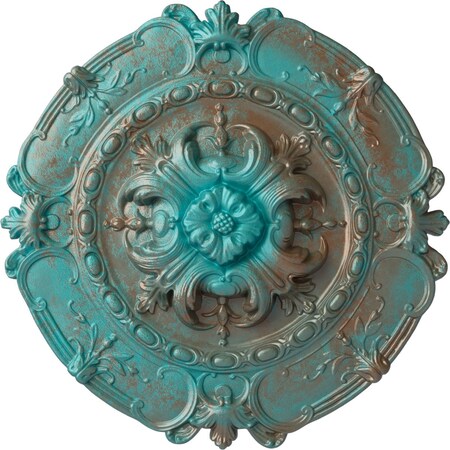 Ekena Millwork Southampton Ceiling Medallion, Hand-Painted Copper Green Patina, 16 1/2"OD x 2 3/8"P CM16SOCGS
